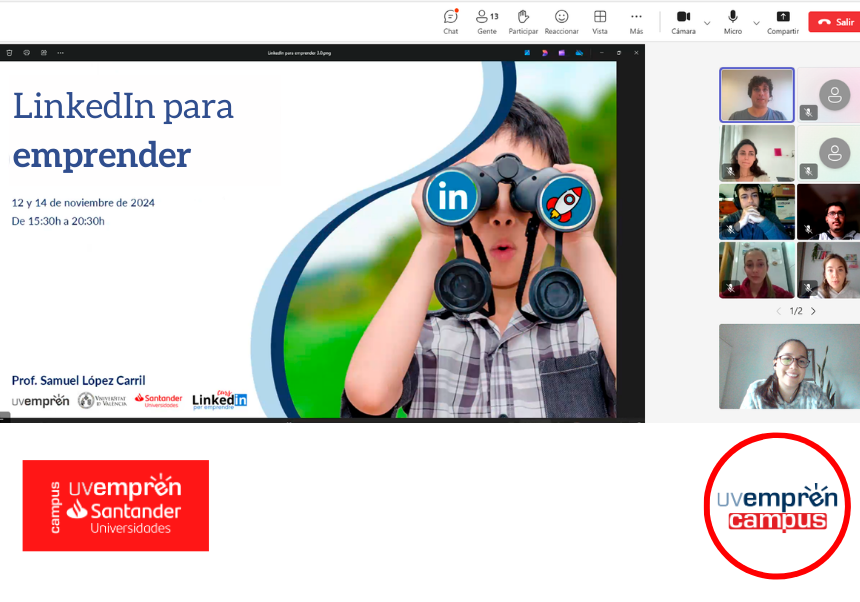 Impartida la Microcertificación MiCEO (Competencias Emprendedoras Ocupacionales), “LinkedIn para emprender”, de la oferta formativa UVemprén Campus que patrocina Santander Open Academy.